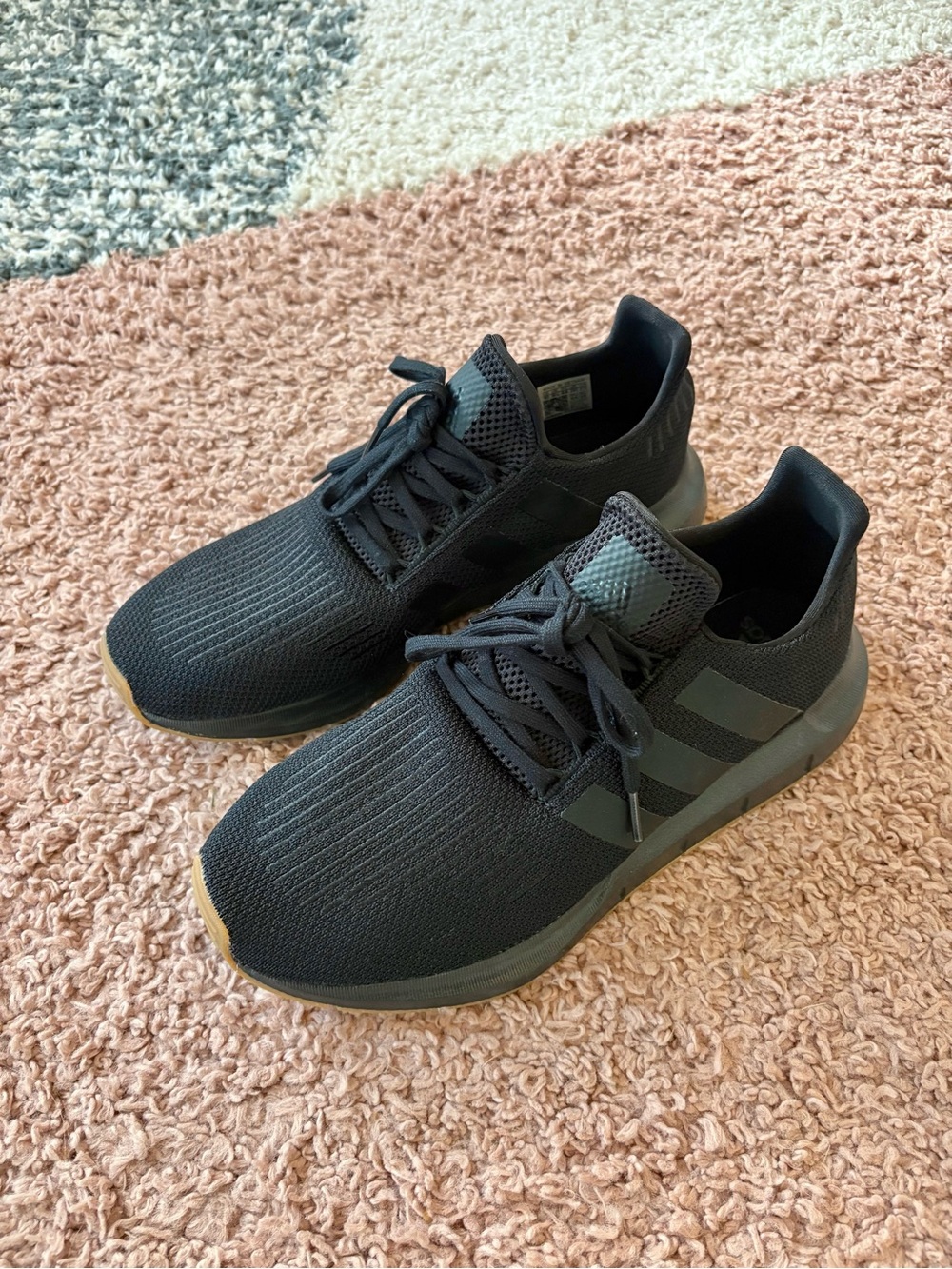 adidas Men's Black Knit Sneakers with Gum Sole